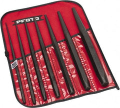 Proto - 7 Piece, 3/32 to 3/8", Drift Punch Set - Hex Shank, Steel, Comes in Tool Roll - Eagle Tool & Supply