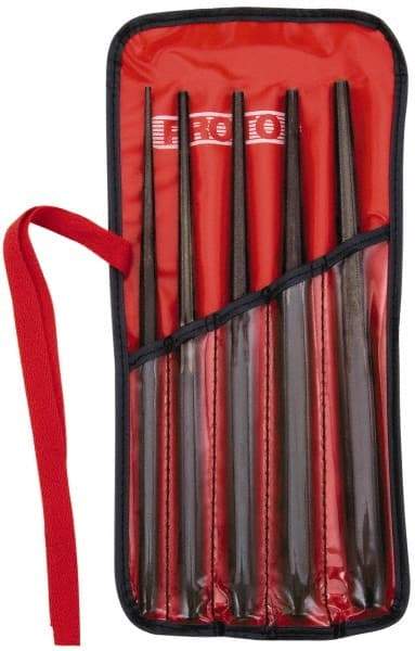 Proto - 5 Piece, 1/8 to 5/16", Drift Punch Set - Hex Shank, Steel, Comes in Tool Roll - Eagle Tool & Supply