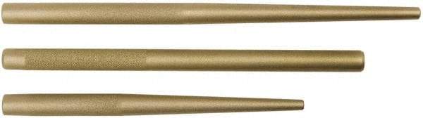 Proto - 3 Piece, 3/8 to 3/4", Drift Punch Set - Round Shank, Brass, Comes in Tool Roll - Eagle Tool & Supply