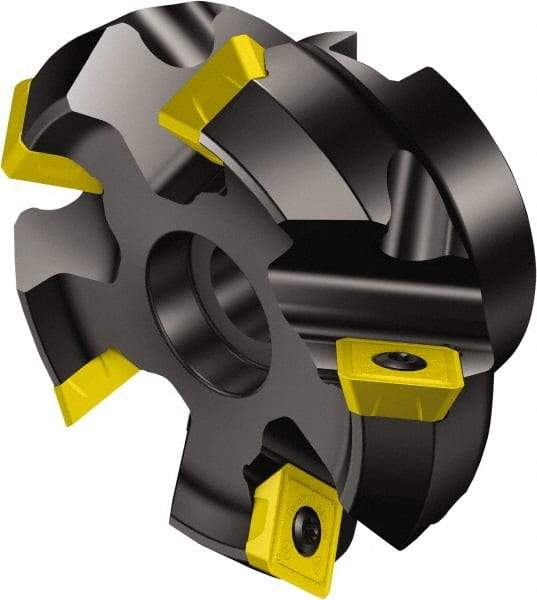 Sandvik Coromant - 5" Cut Diam, 1-1/2" Arbor Hole, 0.24" Max Depth of Cut, 45° Indexable Chamfer & Angle Face Mill - 8 Inserts, R245-12T3.. Insert, Right Hand Cut, Series CoroMill 245 - Eagle Tool & Supply