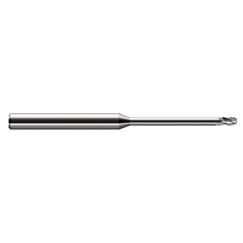 3/32″ Dia. × 1/8″ Shank × 0.139″ DOC × 4″ OAL, Carbide Uncoated, Stub , 3 Flute, Ballnose End Mill - Exact Industrial Supply