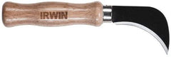 Irwin - Fixed Linoleum Knife - 4.3333" Blade, Silver & Brown Wood Handle, 1 Blade Included - Eagle Tool & Supply