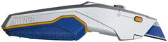 Irwin - Retractable Utility Knife - 5-3/4" Blade, Blue, Yellow & Silver ProTouch Handle, 10 Blades Included - Eagle Tool & Supply