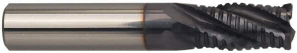 Guhring - 5/8" Diam, Fine Pitch, 1-1/4" LOC, 4 Flute Solid Carbide Roughing Square End Mill - FIREX Finish, 3-1/2" OAL, 5/8" Shank Diam, Single End, Centercutting - Eagle Tool & Supply