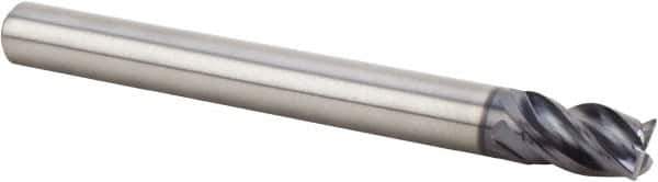 Kennametal - 1/2", 4 Flute, Single End, Solid Carbide, 0.03" Corner Radius End Mill - 3" OAL, 38° Helix, Right Hand Flute, 5/8" LOC, Right Hand Cut - Eagle Tool & Supply