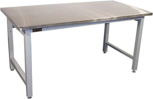 Proline - 72 Wide x 30" Deep x 36" High, Stainless Steel Workbench - Adjustable Height Legs, Gray - Eagle Tool & Supply