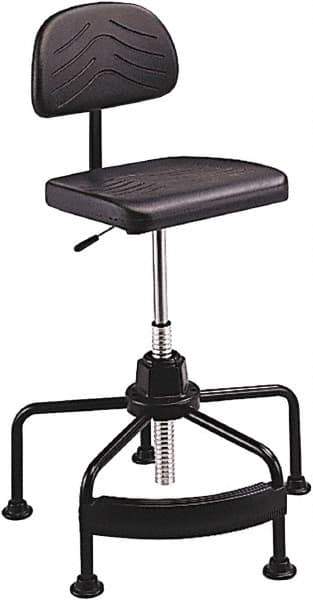 Safco - 17 to 35" High Industrial Chair - 25" Wide x 24" Deep, Polyurethane Seat, Black - Eagle Tool & Supply