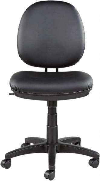 ALERA - 18-3/4 to 23-1/2" High Task Chair - 19" Wide x 25-3/4" Deep, Leather Seat, Black - Eagle Tool & Supply