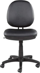 ALERA - 18-3/4 to 23-1/2" High Task Chair - 19" Wide x 25-3/4" Deep, Leather Seat, Black - Eagle Tool & Supply