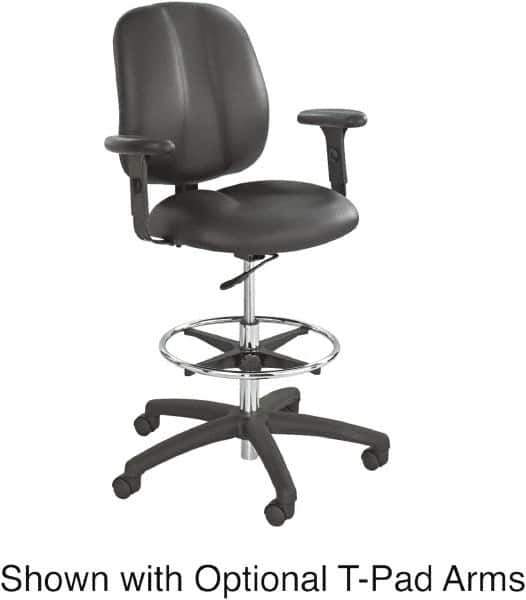 Safco - 22 to 32" High Extended Height Chair - 26" Wide x 27" Deep, Vinyl Seat, Black - Eagle Tool & Supply