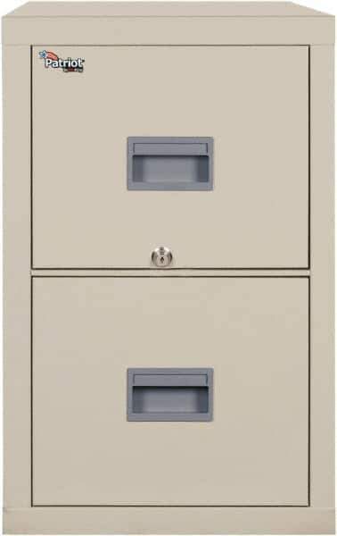 FireKing - 17-3/4" Wide x 27-3/4" High x 25" Deep, 2 Drawer Vertical File - Steel, Parchment - Eagle Tool & Supply