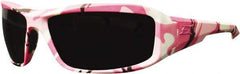 Edge Eyewear - Smoke Lenses, Framed Safety Glasses - Scratch Resistant, White, Pink, Black Nylon Frame, Size Universal, Wrap Around - Eagle Tool & Supply