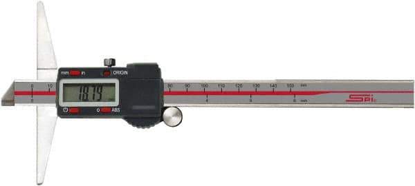 SPI - 0" to 12" Electronic Depth Gage - 0.0015" Accuracy, 0.0005" Resolution, 6" Base Length - Eagle Tool & Supply