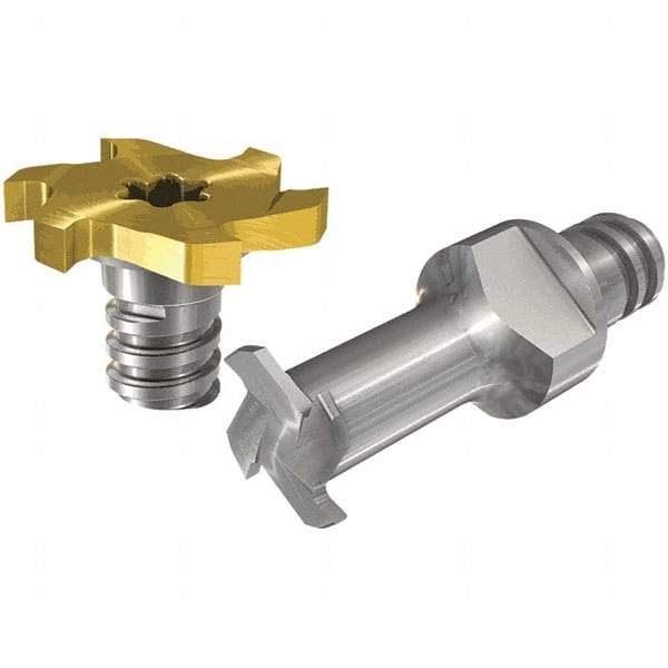 Iscar - MM TS Grade IC928 Carbide T-Slot Milling Tip Insert - TiAlN Finish, 6 Flutes, 10.5mm Cutting Diam, 2mm Depth of Cut, 0.016" Cnr Rad - Eagle Tool & Supply