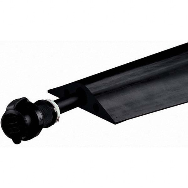 Checkers - 3 Channel 5" Long, 3/4" Max Compatible Cable Diam, Black Rubber On Floor Cable Covers - Eagle Tool & Supply