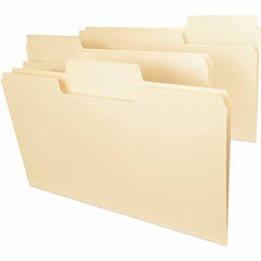 SMEAD - 14-5/8 x 9-1/2", Legal, Manila, File Folders with Top Tab - 14 Point Stock, Assorted Tab Cut Location - Eagle Tool & Supply