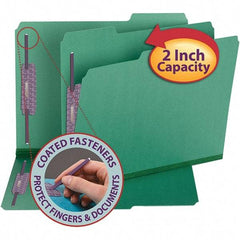 SMEAD - 11-3/4 x 9-1/2", Letter Size, Green, File Folders with Top Tab - 23 Point Stock, Assorted Tab Cut Location - Eagle Tool & Supply