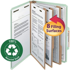 SMEAD - 14-5/8 x 9-1/2", Legal, Gray/Green, Classification Folders with Top Tab Fastener - 25 Point Stock, Right of Center Tab Cut Location - Eagle Tool & Supply