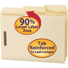 SMEAD - 11-5/8 x 9-15/16", Letter Size, Manila, File Folders with Top Tab - 11 Point Stock, Assorted Tab Cut Location - Eagle Tool & Supply