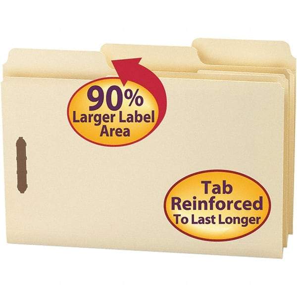 SMEAD - 14-5-8 x 9-15/16", Legal, Manila, File Folders with Top Tab - 11 Point Stock, Assorted Tab Cut Location - Eagle Tool & Supply