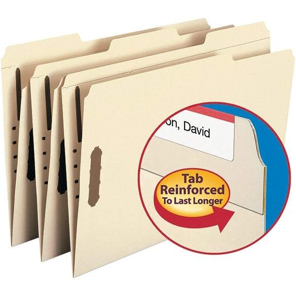 SMEAD - 14-5/8 x 9-1/2", Legal, Manila, File Folders with Top Tab - 11 Point Stock, Assorted Tab Cut Location - Eagle Tool & Supply