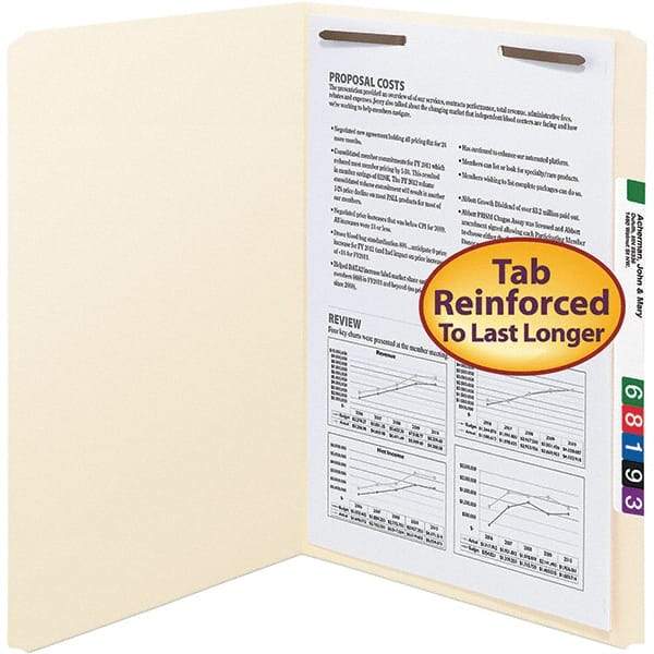SMEAD - 14-5/8 x 9-1/2", Legal, Manila, File Folders with Top Tab - 11 Point Stock, Straight Tab Cut Location - Eagle Tool & Supply
