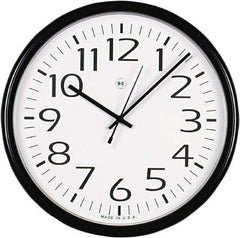 UNIVERSAL - 12 Inch Diameter, White Face, Dial Wall Clock - Analog Display, Black Case, Runs on AA Battery - Eagle Tool & Supply