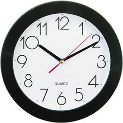 UNIVERSAL - 7-3/4 Inch Diameter, White Face, Dial Wall Clock - Analog Display, Black Case, Runs on AA Battery - Eagle Tool & Supply