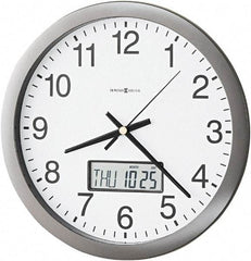 Howard Miller - 12 Inch Diameter, White Face, Dial Wall Clock - Analog Display, Gray Case, Runs on AA Battery - Eagle Tool & Supply