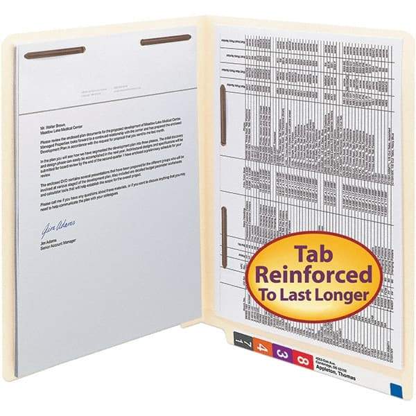SMEAD - 12-1/4 x 9-1/2", Letter Size, Manila, File Folders with End Tab - 11 Point Stock, Straight Tab Cut Location - Eagle Tool & Supply