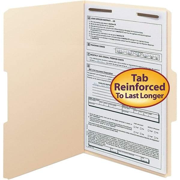 SMEAD - 14-5/8 x 9-1/2", Legal, Manila, File Folders with Top Tab - 11 Point Stock, Assorted Tab Cut Location - Eagle Tool & Supply