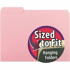 SMEAD - 11-5/8 x 9-3/16", Letter Size, Pink, File Folders with Top Tab - 11 Point Stock, 1/3 Tab Cut Location - Eagle Tool & Supply