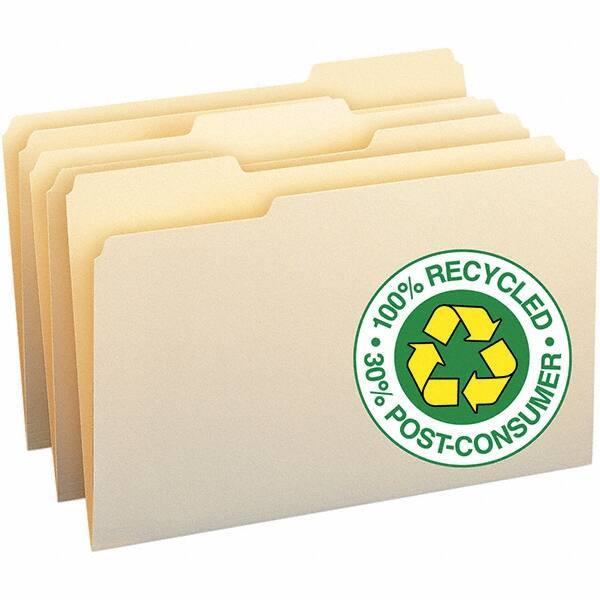 SMEAD - 14-5/8 x 9-1/2", Legal, Manila, File Folders with Top Tab - 11 Point Stock, Assorted Tab Cut Location - Eagle Tool & Supply