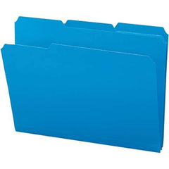 SMEAD - 11-5/8 x 9-1/2", Letter Size, Blue, File Folders with Top Tab - Assorted Tab Cut Location - Eagle Tool & Supply