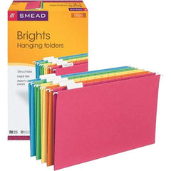 SMEAD - 14-5/8 x 9-1/2", Legal, Assorted Colors, Hanging File Folder - 11 Point Stock, 1/5 Tab Cut Location - Eagle Tool & Supply