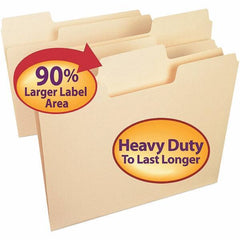SMEAD - 11-5/8 x 9-1/2", Letter Size, Manila, File Folders with Top Tab - 14 Point Stock, Assorted Tab Cut Location - Eagle Tool & Supply