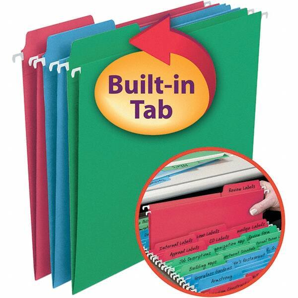 SMEAD - 12-1/4 x 9-1/2", Letter Size, Assorted Colors, Hanging File Folder - 11 Point Stock, 1/3 Tab Cut Location - Eagle Tool & Supply