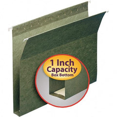 SMEAD - 12-1/4 x 9-1/2", Letter Size, Standard Green, Hanging File Folders with Box Bottom - 11 Point Stock - Eagle Tool & Supply