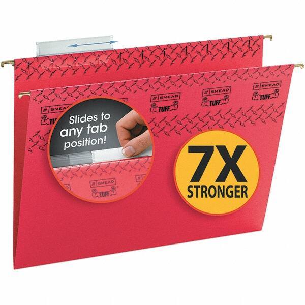 SMEAD - 12-1/4 x 9-1/2", Letter Size, Red, Hanging File Folder - 11 Point Stock, 1/3 Tab Cut Location - Eagle Tool & Supply