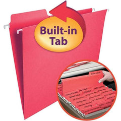 SMEAD - 12-1/4 x 9-1/2", Letter Size, Red, Hanging File Folder - 11 Point Stock, 1/3 Tab Cut Location - Eagle Tool & Supply