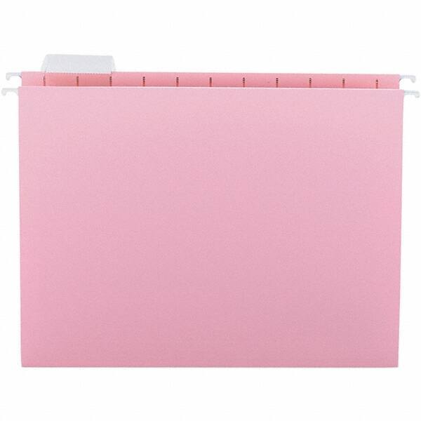SMEAD - 12-1/4 x 9-1/2", Letter Size, Pink, Hanging File Folder - 11 Point Stock, 1/5 Tab Cut Location - Eagle Tool & Supply