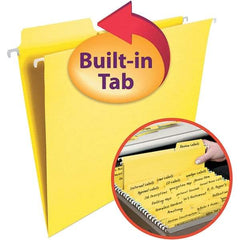 SMEAD - 12-1/4 x 9-1/2", Letter Size, Yellow, Hanging File Folder - 11 Point Stock, 1/3 Tab Cut Location - Eagle Tool & Supply