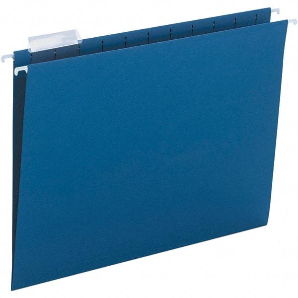 SMEAD - 12-1/4 x 9-1/2", Letter Size, Navy, Hanging File Folder - 11 Point Stock, 1/5 Tab Cut Location - Eagle Tool & Supply