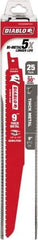 Freud - 9" Long x 1" Thick, Bi-Metal Reciprocating Saw Blade - Tapered Profile, 8 to 10 TPI, Toothed Edge, Tang Shank - Eagle Tool & Supply