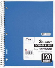 Mead - 120 Sheet, 8-1/2 x 11", College Ruled Spiral Bound Notebook - Assorted Colors - Eagle Tool & Supply