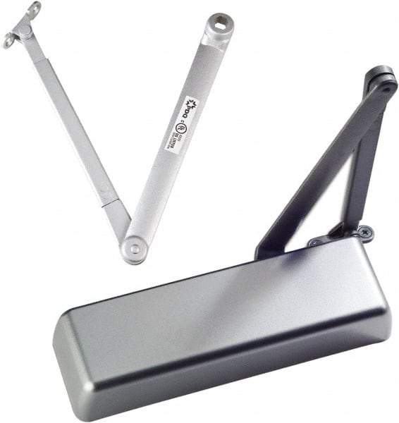 Ability One - 12" Closer Body Length, Institutional Grade 1 Door Closer Manual Damper - Aluminum Finish, Non-Handed - Eagle Tool & Supply