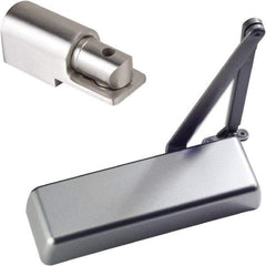 Ability One - 12" Closer Body Length, Institutional Grade 1 Door Closer Manual Damper - Aluminum Finish, Non-Handed - Eagle Tool & Supply