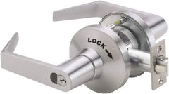 Ability One - Grade 1 Vestibule/Classroom/Security Lever Lockset - 2-3/4" Back Set, Zinc, Satin Chrome Finish - Eagle Tool & Supply