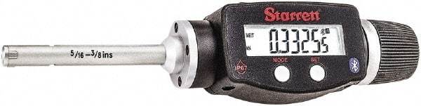 Starrett - 5/16" to 3/8", IP67, Carbide Face Electronic Inside Micrometer - 0.00005" Resolution, 0.00015" Accuracy, 2-1/4" Gage Depth - Eagle Tool & Supply