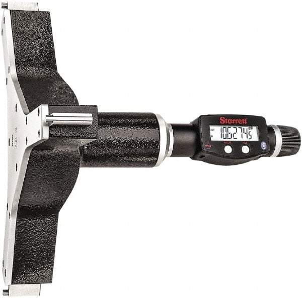 Starrett - 10" to 11", IP67, Carbide Face Electronic Inside Micrometer - 0.00005" Resolution, 0.00035" Accuracy, 4-5/8" Gage Depth - Eagle Tool & Supply